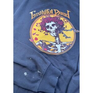 Grateful Dead Rose Skull Skeleton Crewneck Sweatshirt XL Black Rock Band